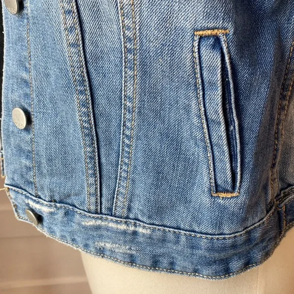 GAP Distressed Denim Jacket, Size XS - Picture 10 of 17
